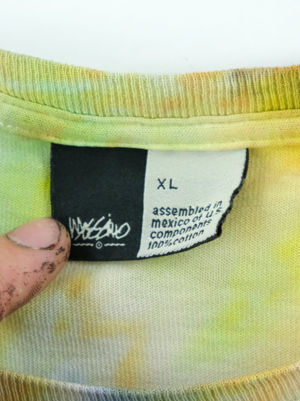 Vintage 90s Mossimo T-Shirt Custom Tie Dye Holed XL Golfing Grunge Center Logo - Picture 3 of 5